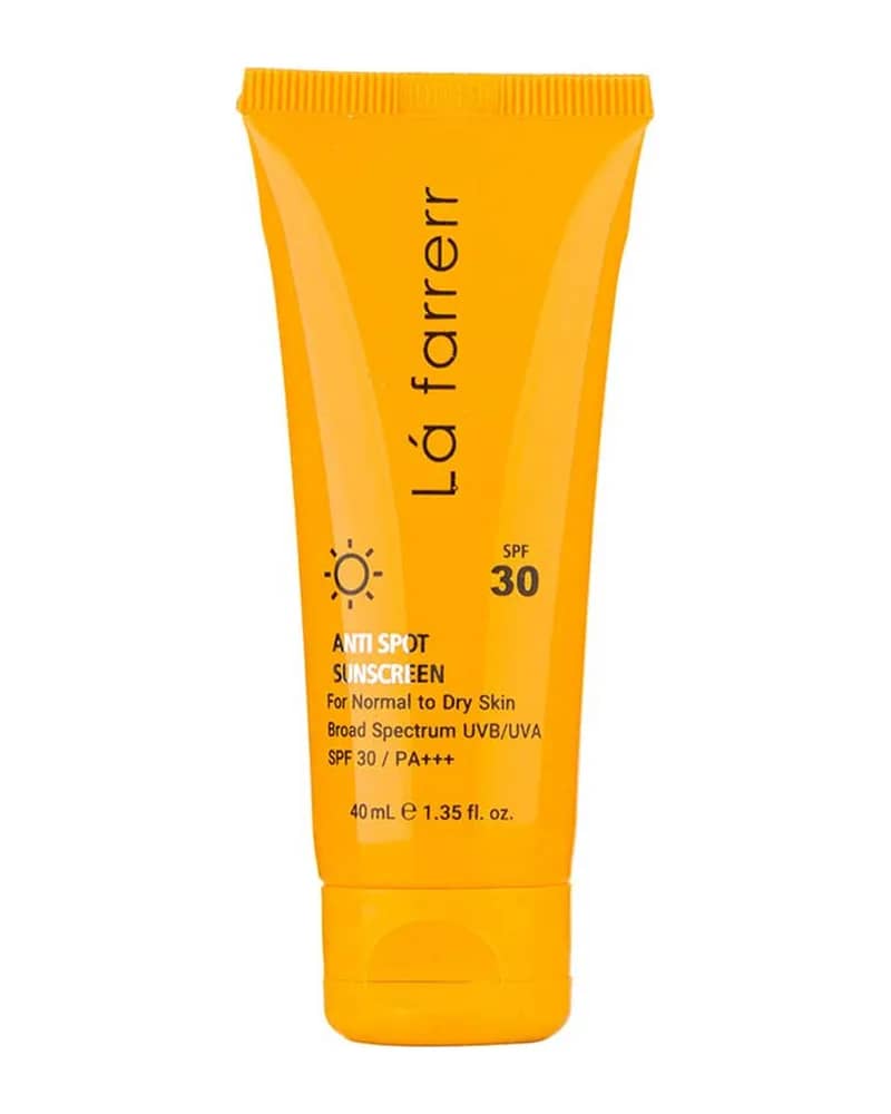 کرم ضد آفتاب و ضد لک بی رنگ مدل SPF30 مناسب پوست نرمال و خشک حجم 40 میلی لیتر
