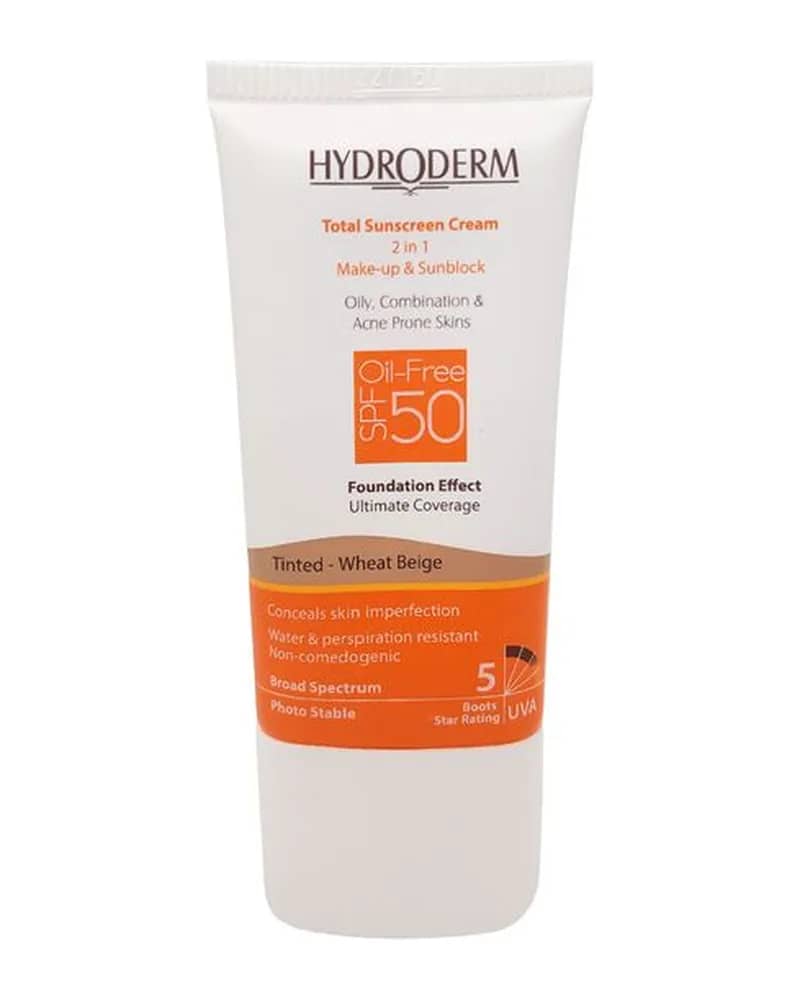 ضد آفتاب فاقد چربی با پوشش کرم پودری spf50 کاراملی  هیدرودرم