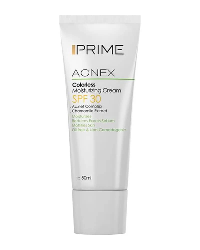 کرم مرطوب کننده بی رنگ Acnex فاقد چربی SPF30 پرایم