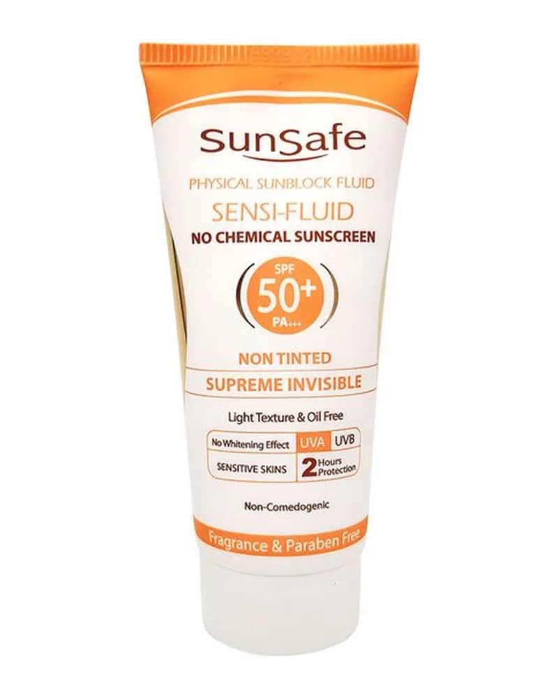 ضد آفتاب فیزیکال فلوئید برای پوست‌های حساس SPF50 سان سیف