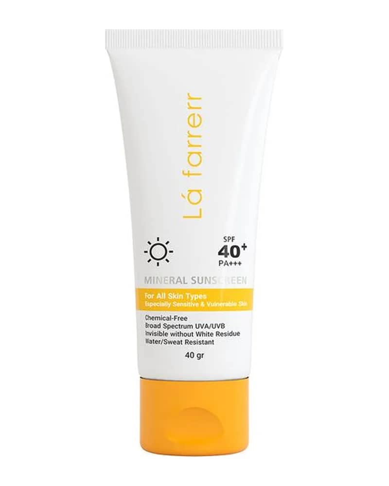 ضد آفتاب مینرال بی رنگ SPF40 مناسب انواع پوست لافارر