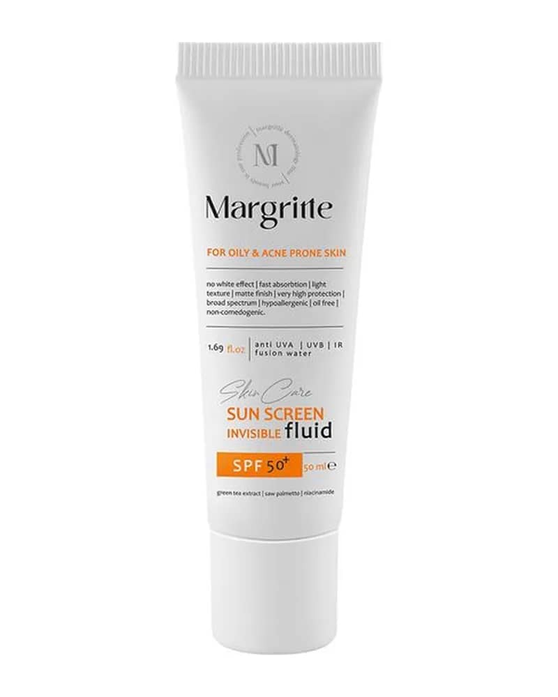 ضد آفتاب بی رنگ مناسب پوست چرب و مستعد آکنه + SPF50 مارگریت