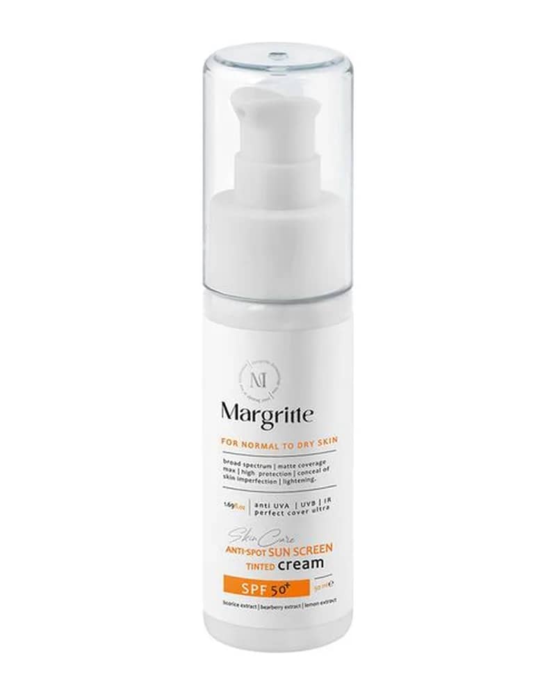 ضد آفتاب و روشن کننده رنگی مناسب پوست نرمال تا خشک + SPF50 بژ طبیعی مارگریت