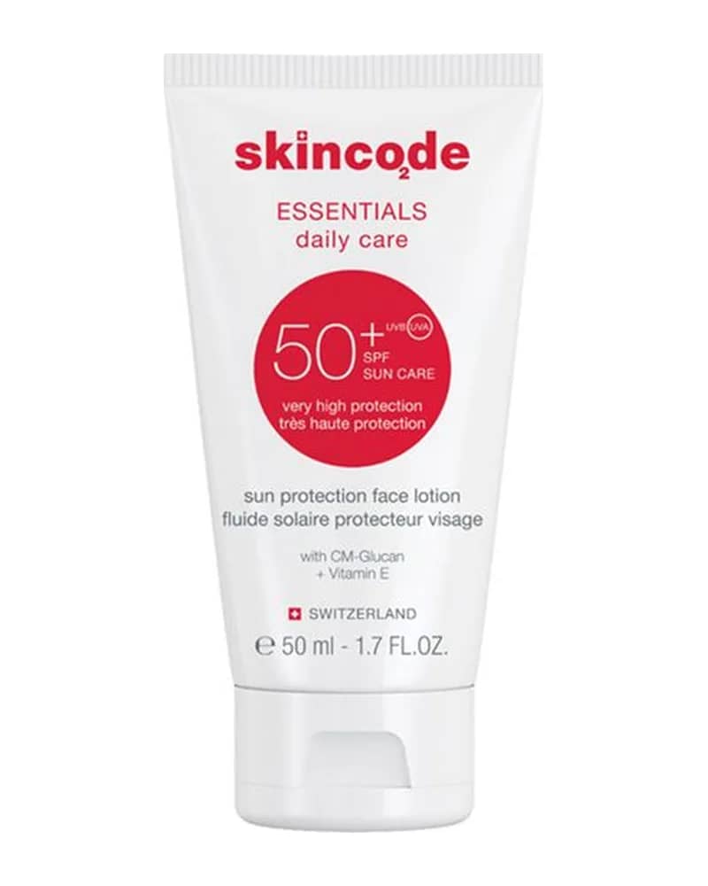 لوسیون ضد آفتاب بی‌رنگ فاقد چربی +SPF50 اسکین کد