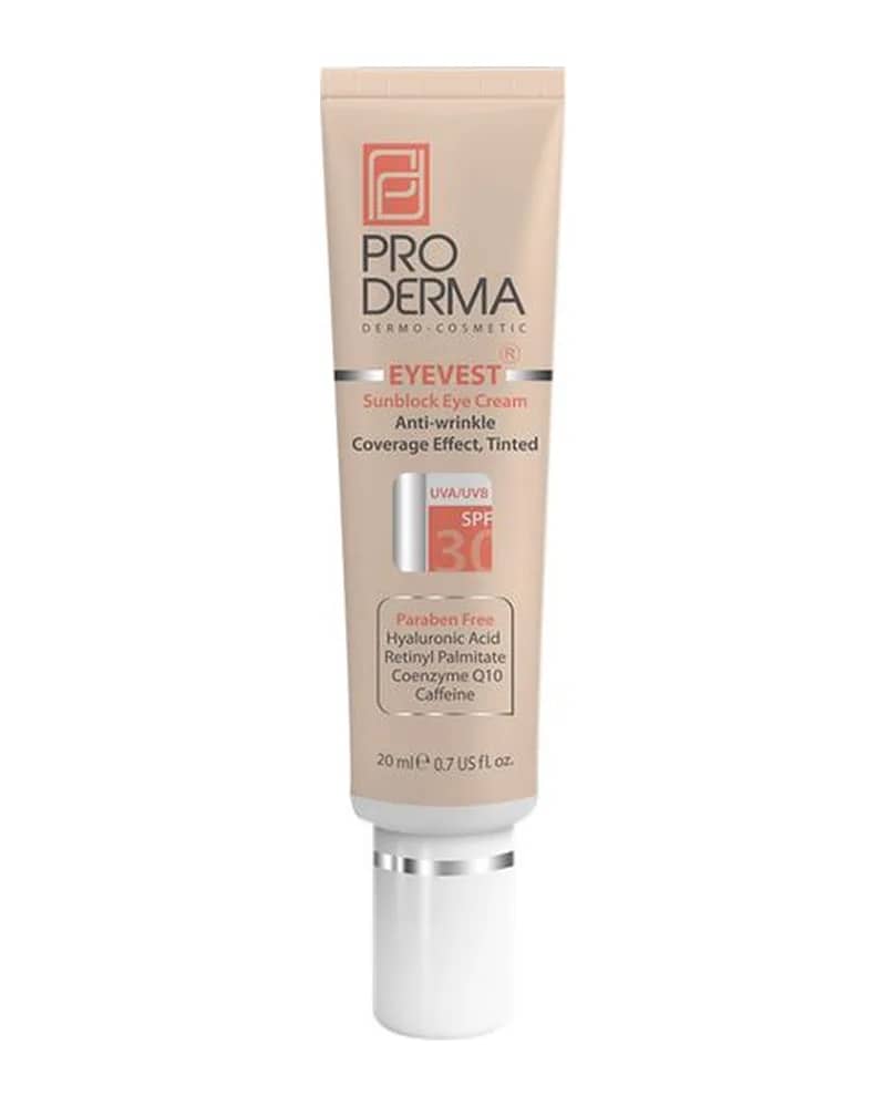 کرم ضد چروک رنگی دور چشم مدل Eyevest با SPF30 پرودرما