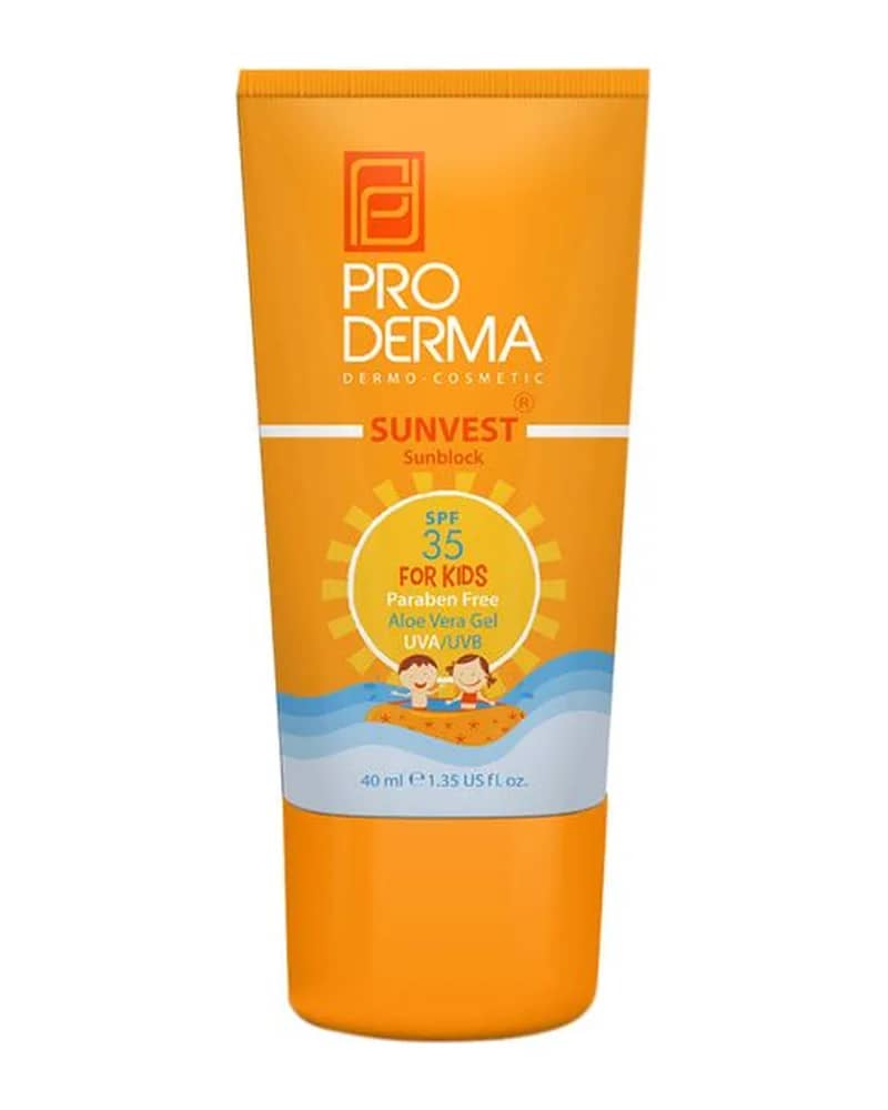 ضد آفتاب مخصوص کودکان فاقد جاذبه‌های شیمیایی SPF35 پرودرما