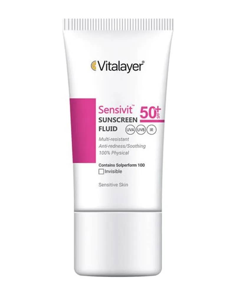 فلوئید ضد آفتاب سنسیویت بی رنگ spf50 ویتالیر