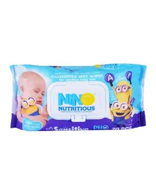 دستمال مرطوب کودک فاقد اسانس نینو مدل Minion - 70 عددی