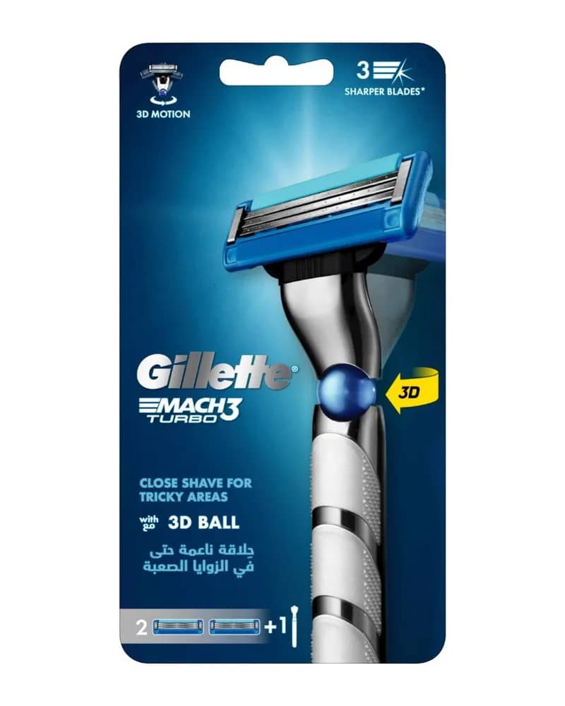 خودتراش ژیلت مدل Mach3 Turbo 3D به همراه دو یدک