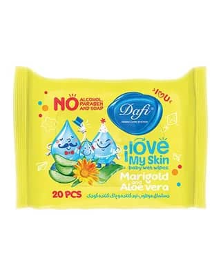 دستمال مرطوب ویتامینه پاک کننده کودک دافی تعداد 20 برگ