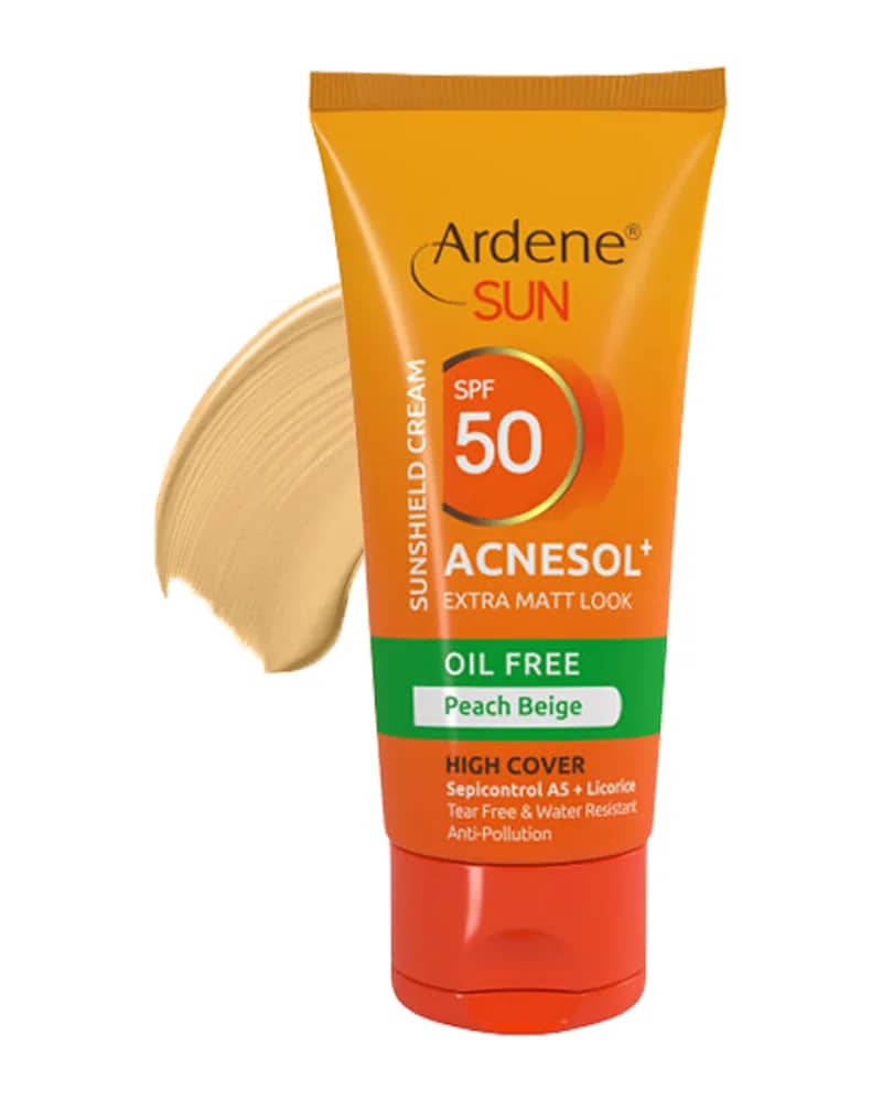 کرم ضدآفتاب رنگی آردن Acnesol pluse SPF50 فاقد چربی با پوشش بالا