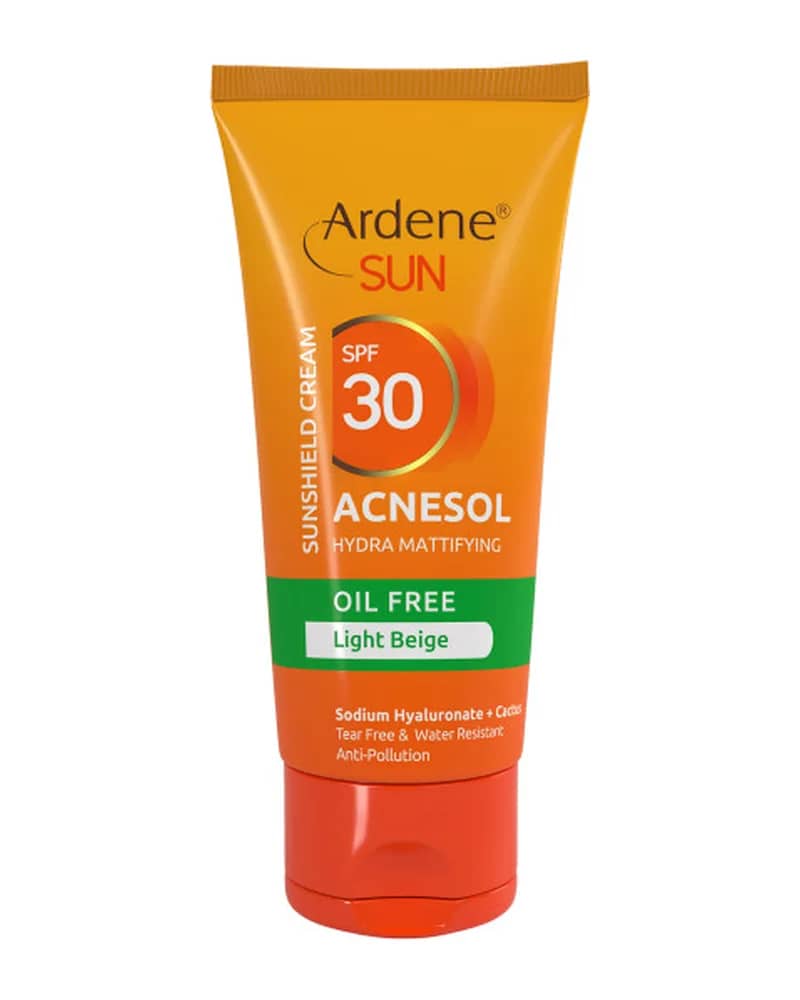 کرم ضد آفتاب رنگی  و فاقد چربی آردن SPF30 مدل Acnesol مناسب پوست چرب و دارای آکنه - بژ روشن