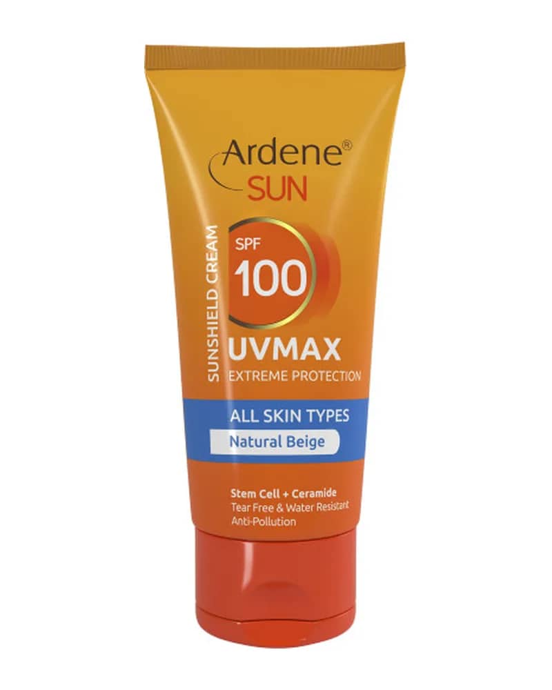 کرم ضد آفتاب رنگی 100 SPF آردن مدل UVMAX مناسب انواع پوست - بژ طبیعی