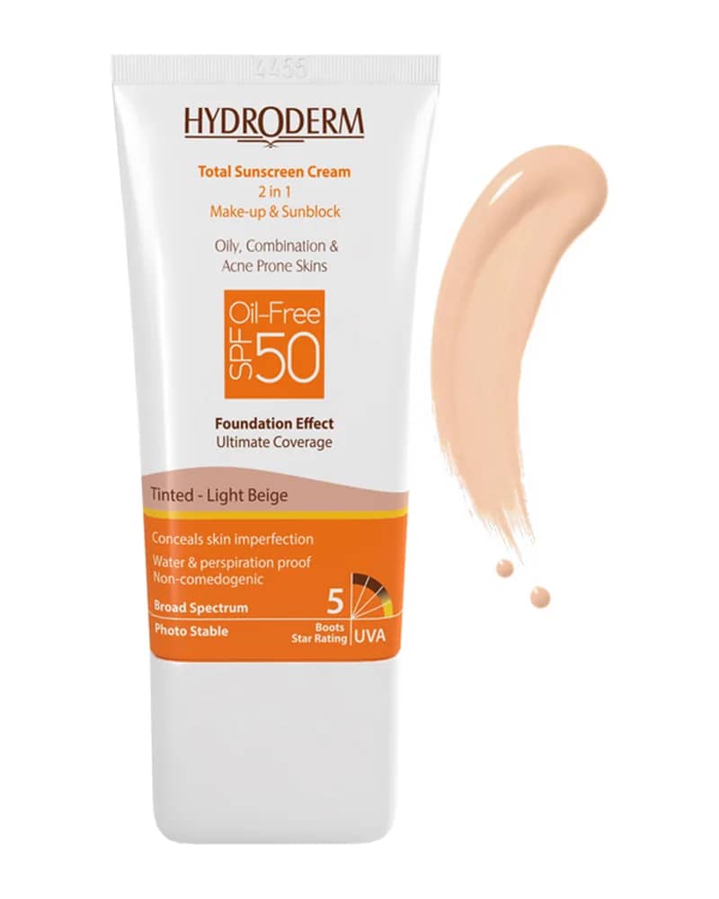 کرم ضد آفتاب رنگی و فاقد چربی هیدرودرم با SPF50