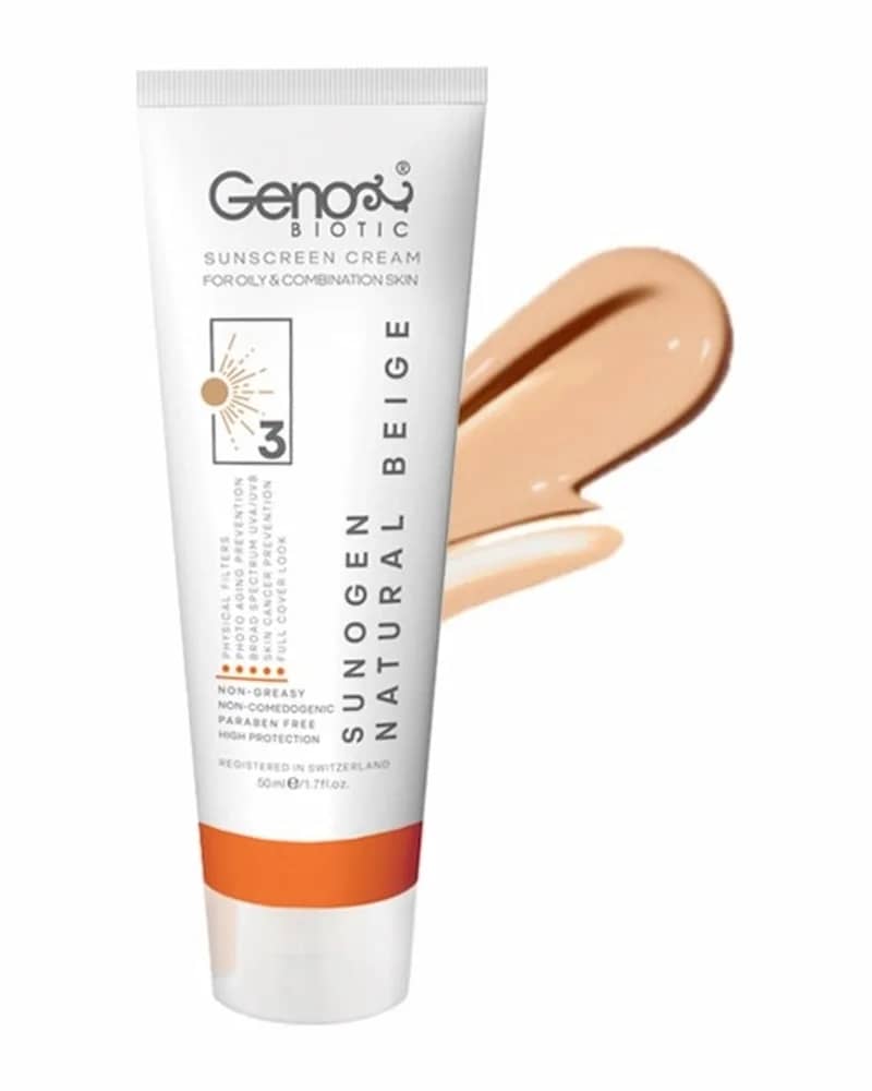 کرم ضد آفتاب رنگی ژنوبایوتیک مناسب پوست های چرب با SPF50