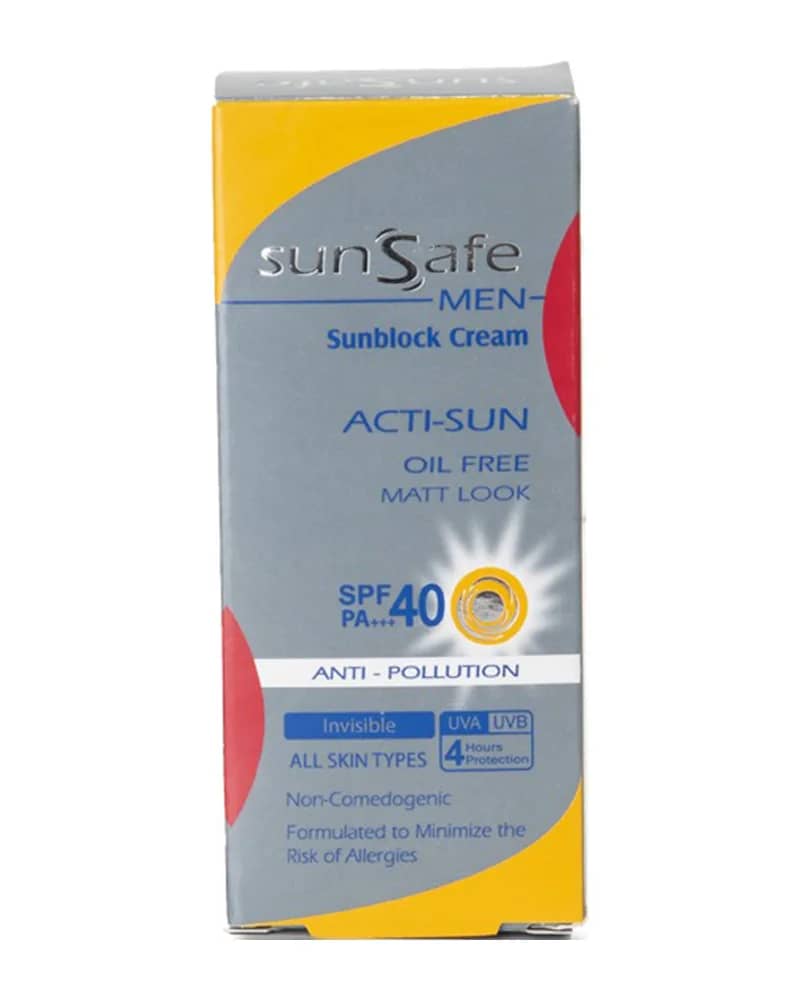 کرم ضد آفتاب فاقد چربی آقایان سان سیف با SPF40 - بدون رنگ