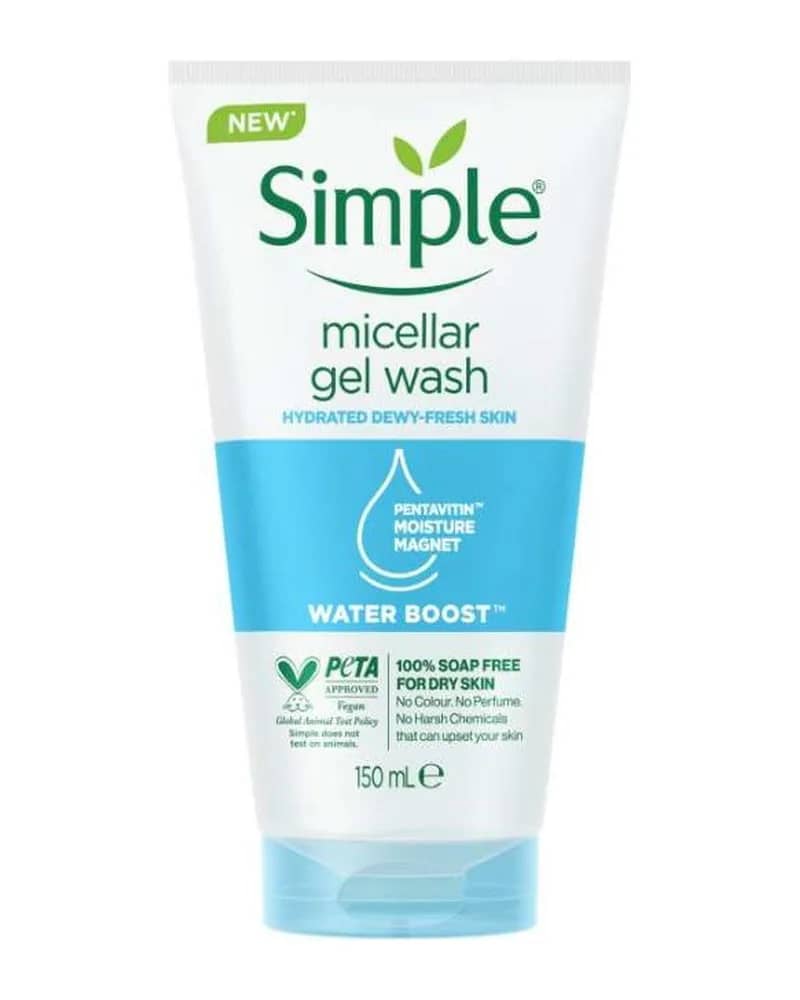 ژل میسلار شوینده مرطوب کننده و آبرسان صورت سیمپل مدل  Micellar Gel Wash