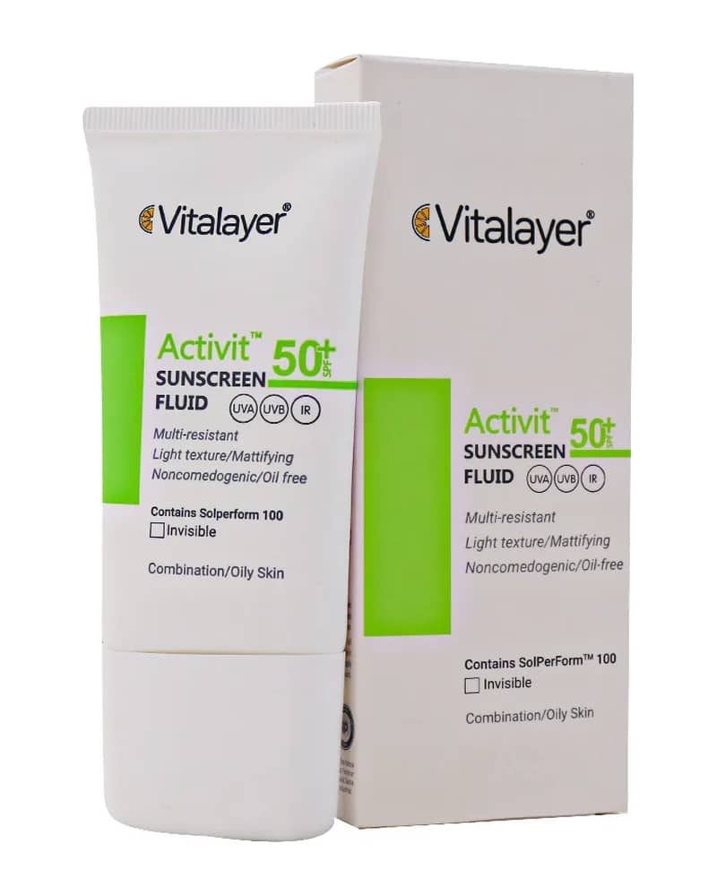 ضد آفتاب فلوئید SPF50 پوست چرب اکتی ویت ویتالیر