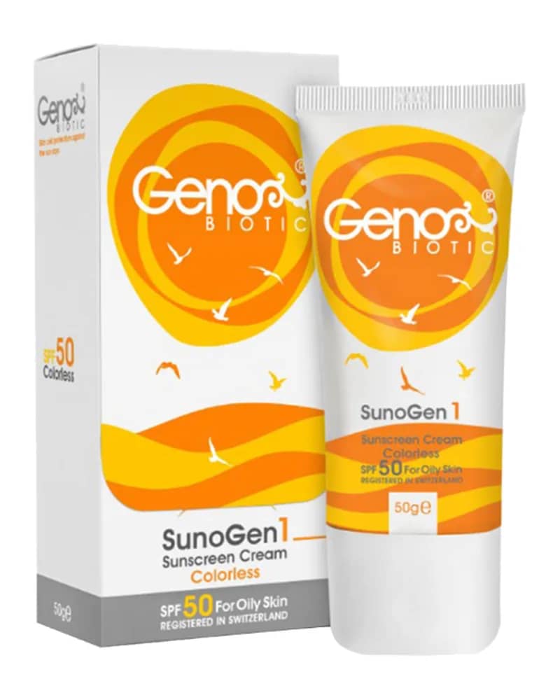 کرم ضد آفتاب ژنوبایوتیک مناسب پوست های چرب با SPF50 - بدون رنگ