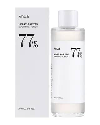 تونر تسکین دهنده و التیام بخش پوست آنوا Heartleaf 77% Soothing Toner
