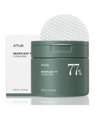تونر پد پاک کننده  تسکین دهنده و التیام بخش پوست آنوا مدل Heartleaf 77%