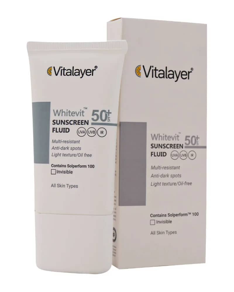 فلوئید ضدآفتاب بدون رنگ SPF50 پوست دارای لک وایت ویت ویتالیر