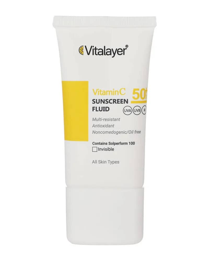 فلوئید ضد آفتاب بی رنگ SPF50 حاوی ویتامین سی ویتالیر
