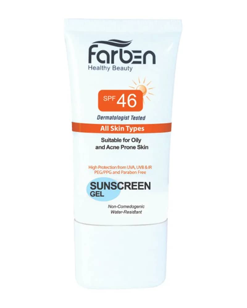 ژل ضد آفتاب فاربن مخصوص پوست های چرب و مستعد آکنه با SPF46- بدون رنگ