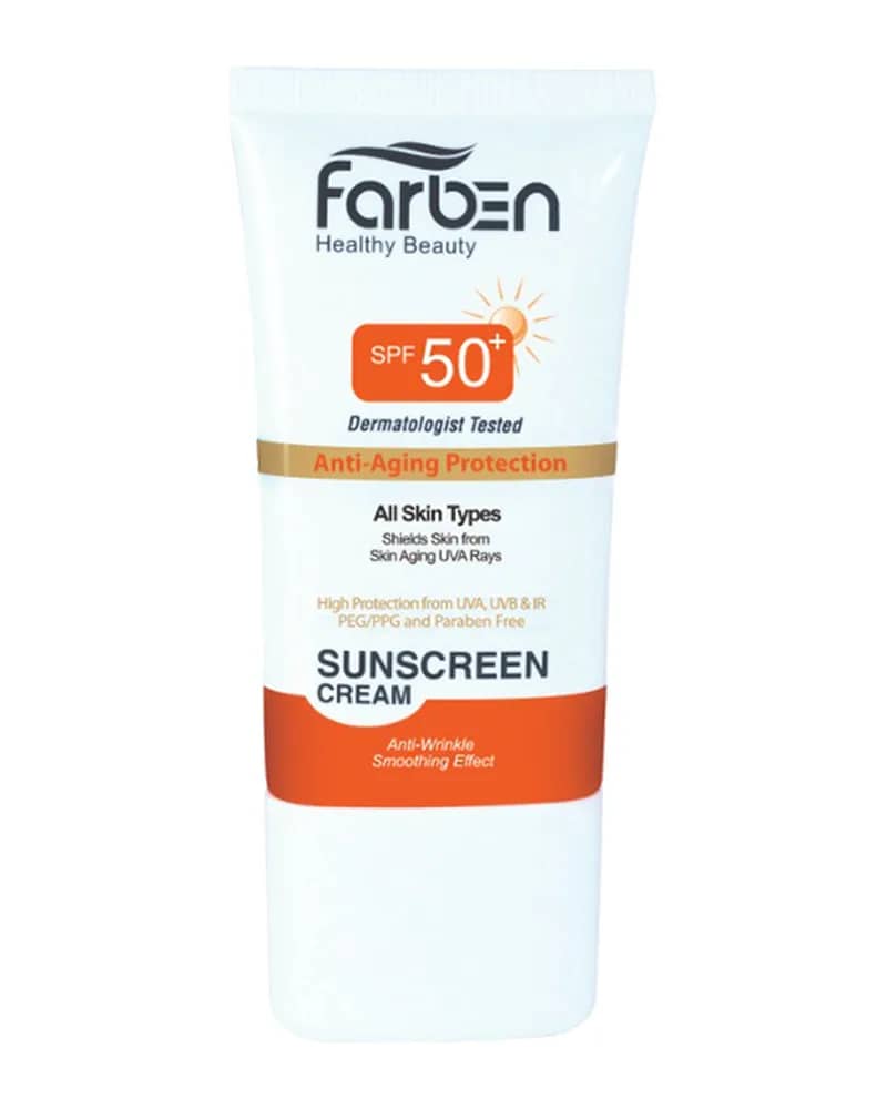 کرم ضد آفتاب رنگی ضد چروک و پیری پوست فاربن با +SPF50