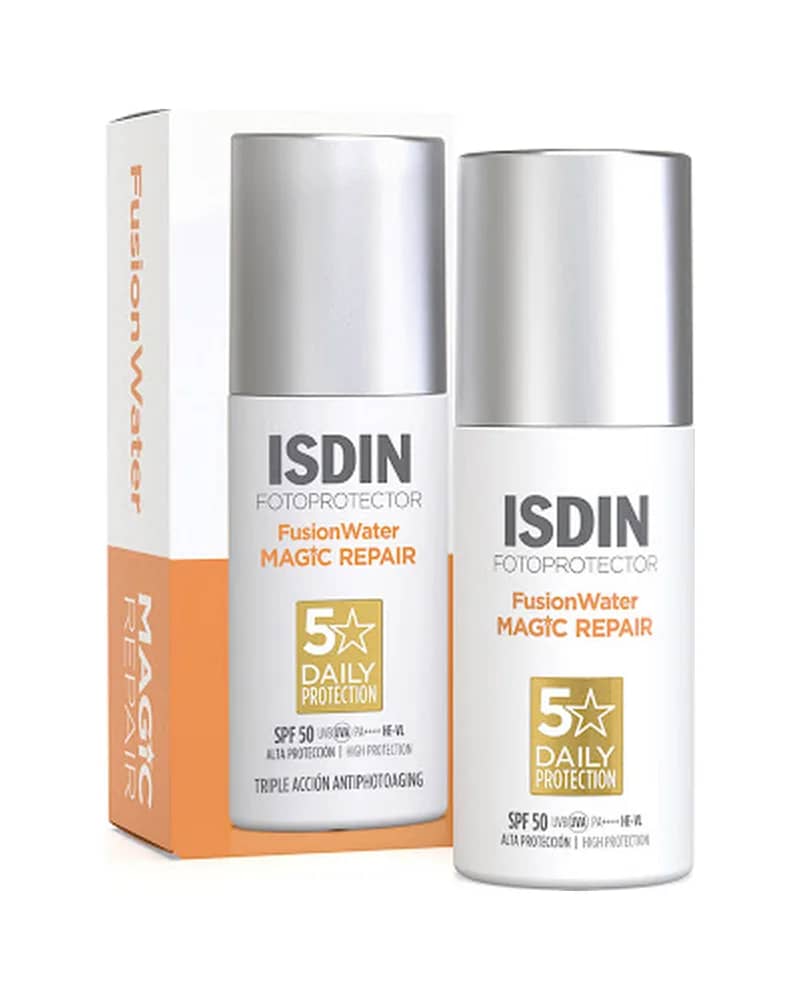 ضد آفتاب بی رنگ ترمیم کننده فیوژن واتر مجیک ایزدین SPF50 مدل Repair
