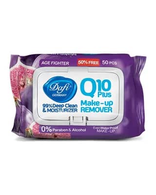 دستمال مرطوب پاک کننده آرایش Q10 دافی طرح انجیر تعداد 50 برگ