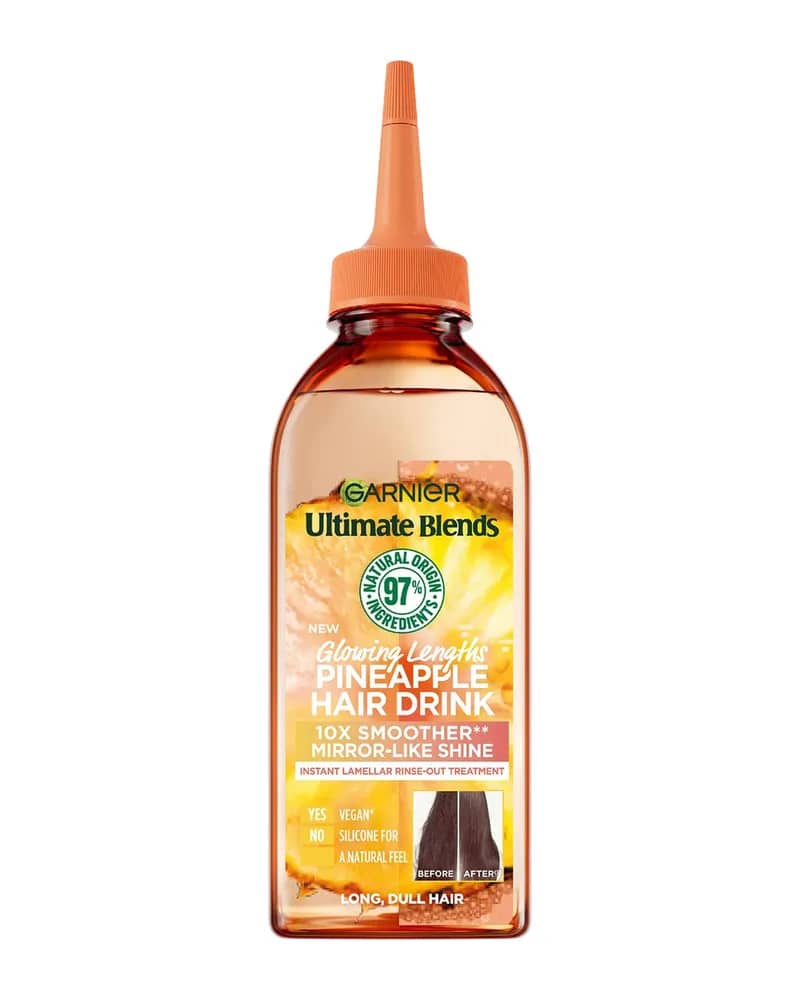 Garnier Ultimate Blends Glowing Lengths Hair Drink Ananas Balsamo Lamellare per Capelli Lunghi Spenti 200 ml