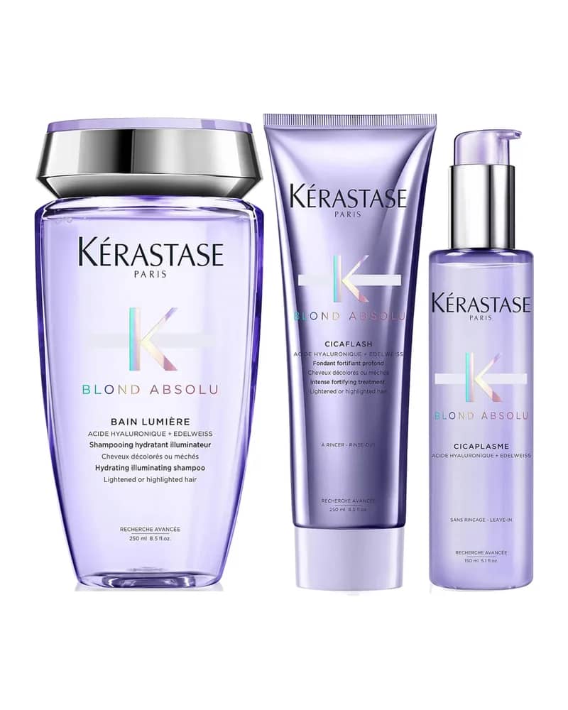 Kérastase Blond Absolu Shampoo, Conditioner and Treatment Hair Routine for Lightened or Highlighted Hair