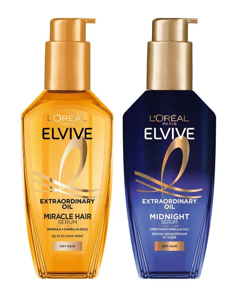 L'Oréal Paris Elvive Extraordinary Oil Nourished Hair Treatment Day and Night Routine Set for Dry Hair