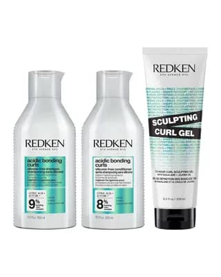 Redken Acidic Bonding Curls Shampoo Conditioner and Sculpting Curl Gel Bonding Care Bundle for Curls and Coils