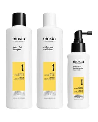 NIOXIN Scalp and Hair Thickening System 1 for Natural Hair with Light Thinning Trial Kit