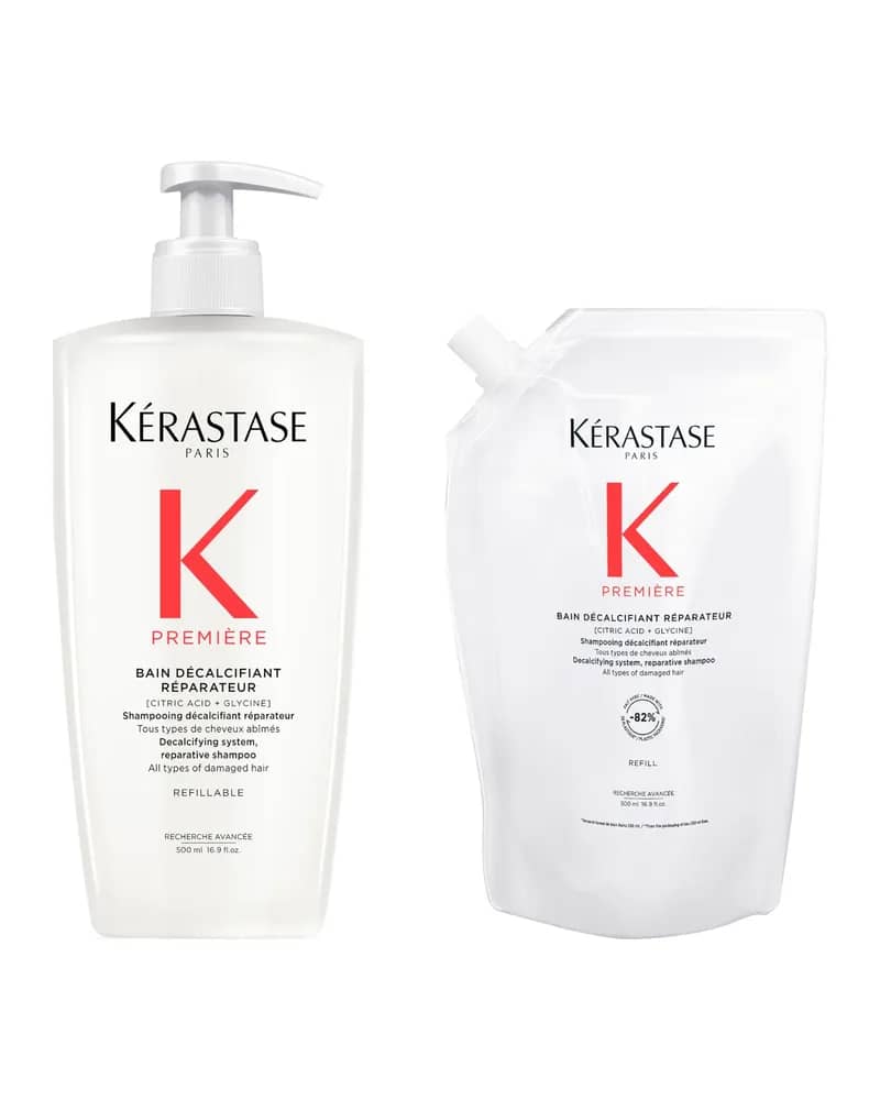 Kérastase Première Refillable Shampoo and Refill Pouch Duo for Damaged Hair with Pure Citric Acid and Glycine 500ml