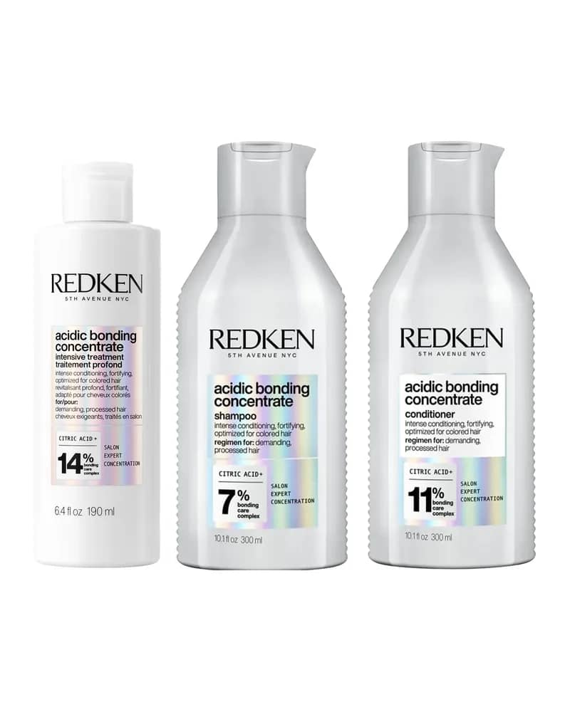 Redken Acidic Bonding Concentrate Pre-Treatment 190ml, Shampoo and Conditioner 300ml Bundle for Damaged Hair Bundle