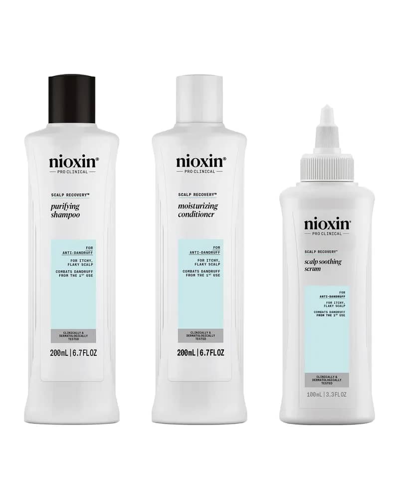 NIOXIN Scalp Recovery System for Anti-Dandruff & Itchy Scalp Relief - Includes Shampoo, Conditioner and Serum
