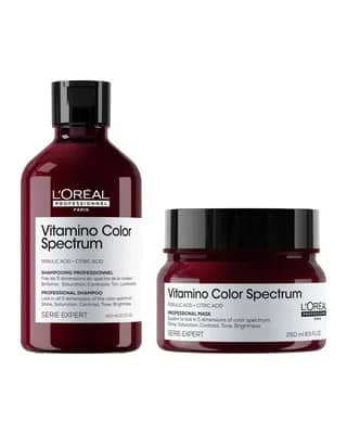 L'Oréal Professionnel Vitamino Color Spectrum Shampoo 300ml and Rinse Off Hair Mask 250ml Bundle for Coloured Hair