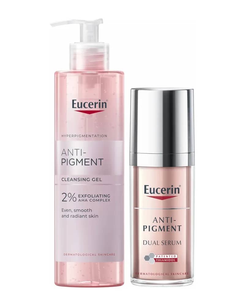Eucerin Anti-Pigment Cleansing Gel 200ml & Dual Face Serum 30ml for Pigmentation and Dark Spots Bundle