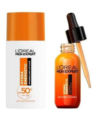 L'Oréal Paris Men Expert Hydra Energetic Vitamin C Serum & SPF50+ Invisible Fluid Bundle