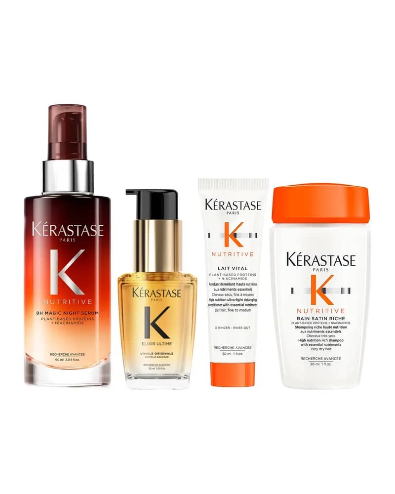 Kérastase Nutritive 8Hour Serum & Elixir Hair Oil with Nutritive Shampoo and Conditioner Bundle