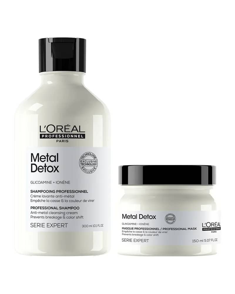 L'Oréal Professionnel Metal Detox Clarifying Shampoo 300ml & Hair Mask 150ml, Prevent Breakage & Colour Fade from Hard Water