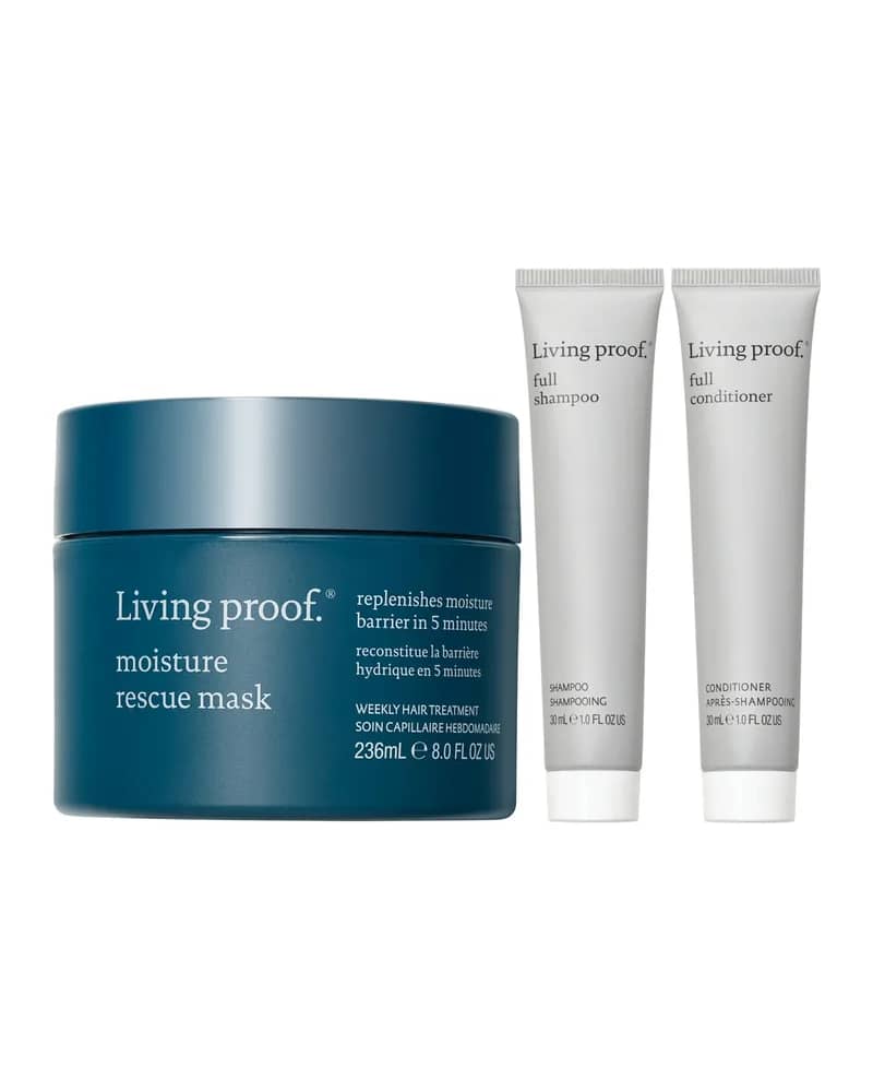 Living Proof Full Shampoo & Conditioner + Moisture Rescue Mask for Lightweight Hair Hydration & Volume