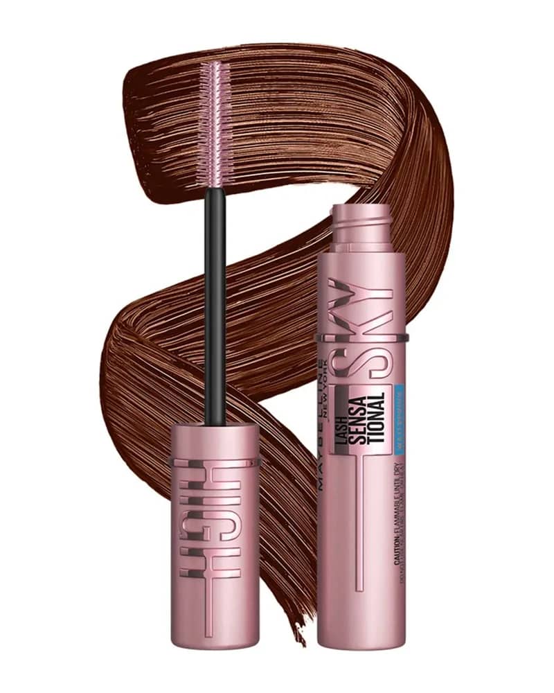 Maybelline Brown Mascara, Lash Sensational Sky High Volumizing & Thickening, Eyelash Lengthening, Brown