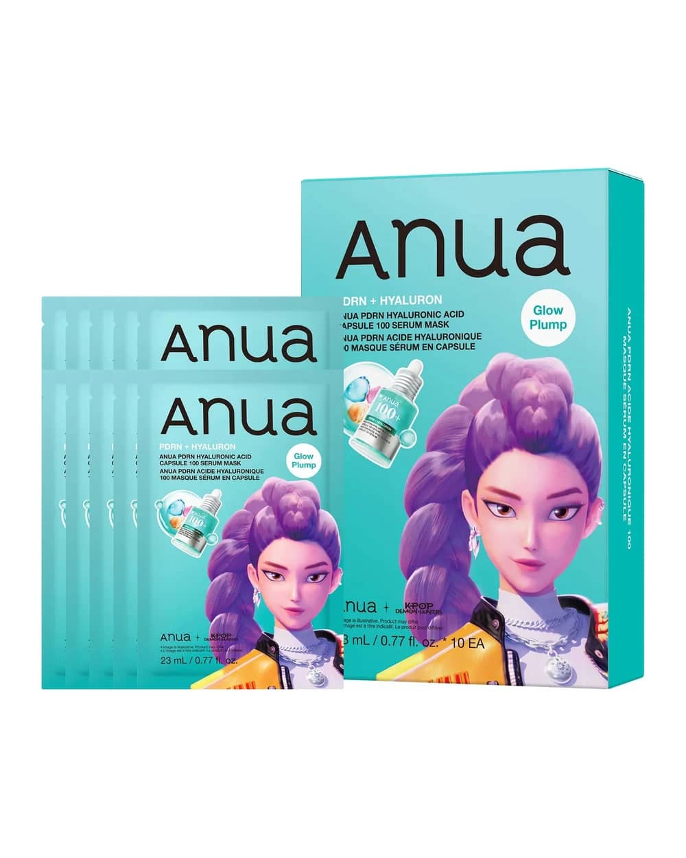 Anua KPop Demon Hunters PDRN Hyaluronic Acid Capsule 100 Serum Mask (10PCS)