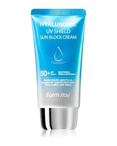 Farmstay Hyaluronic UV Shield Sun Block Cream crema protettiva viso con acido ialuronico