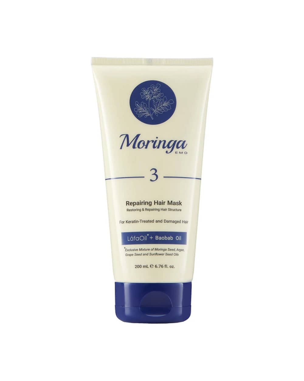 ماسک مو ترمیم کننده موهای کراتینه و آسیب دیده 3 مورینگا امو 200ml