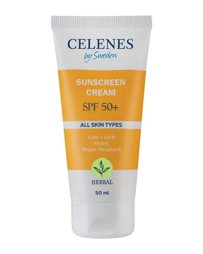 کرم ضد آفتاب گیاهی بی رنگ انواع پوست SPF50 سلنز 50ml